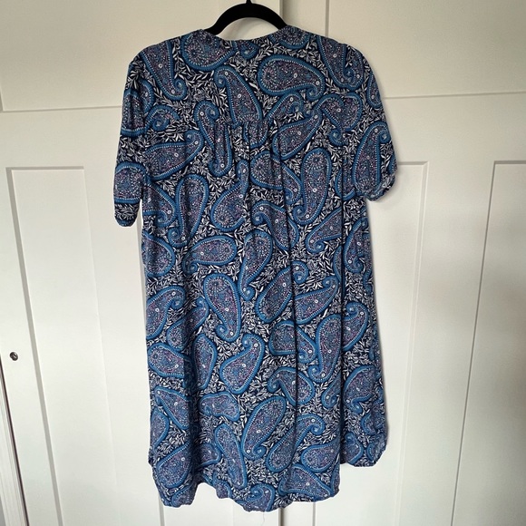 Blue Paisley Shift Short Sleeve Dress - Picture 4 of 6